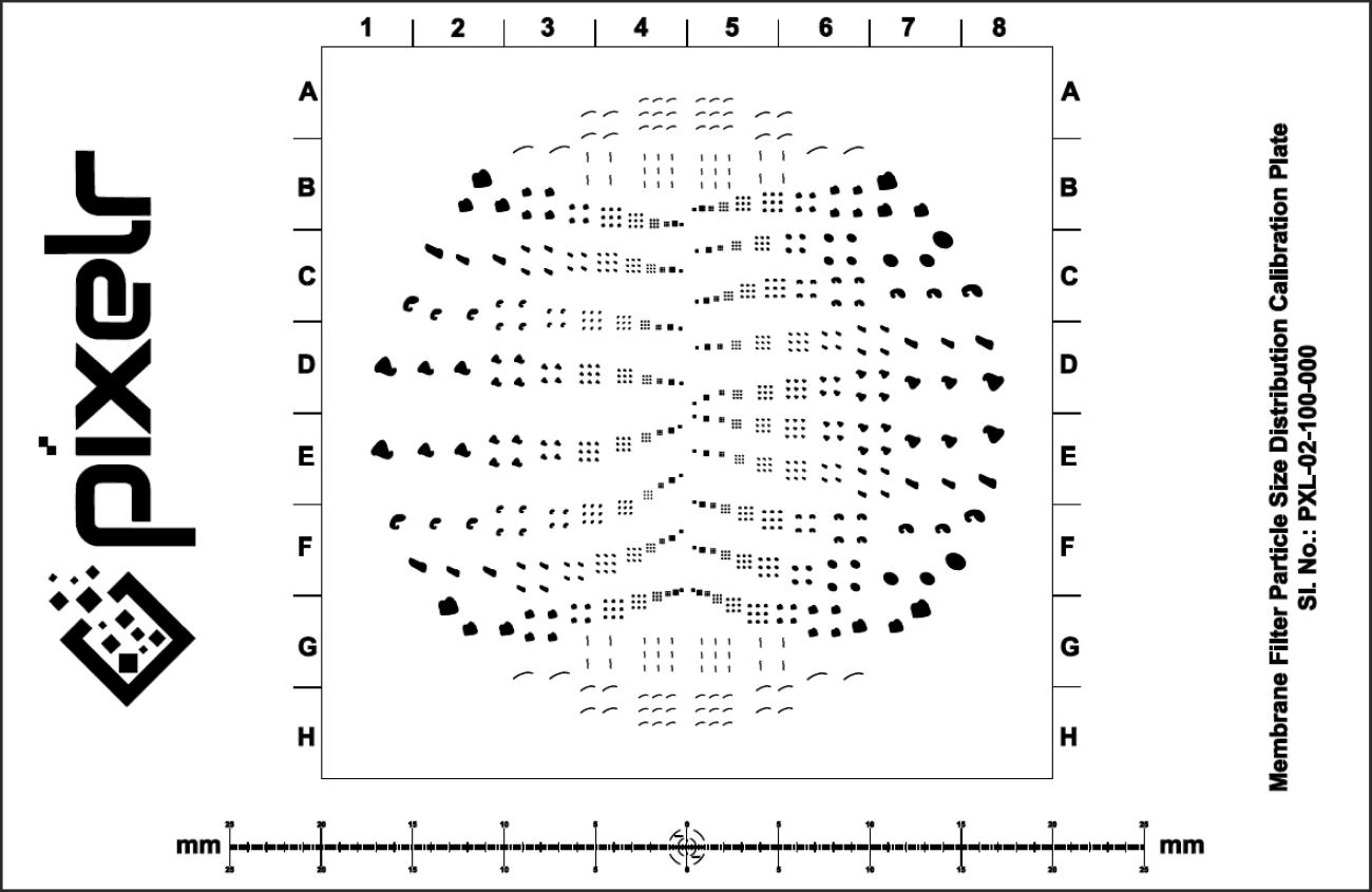 Pixelr Particle Size Distribution Calibration Plate